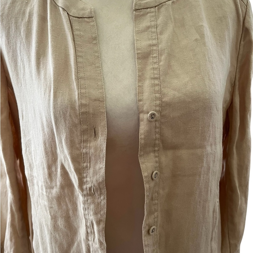 Jones New York Signature Light Tan Button-Up Shirt Jacket Sz S